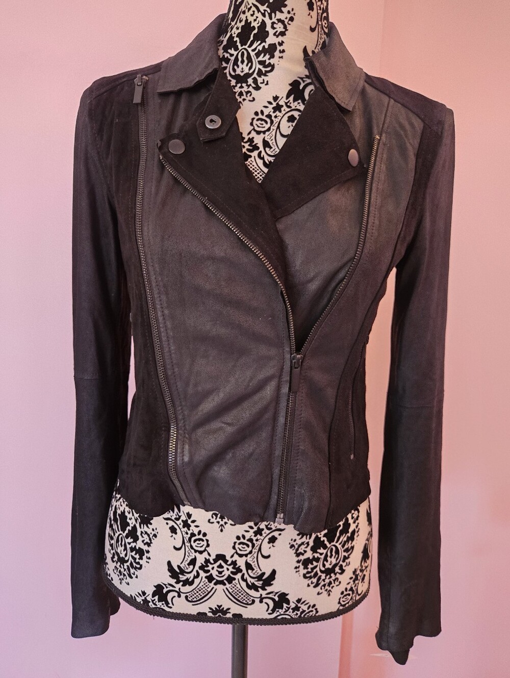 PAIGE Black Suede Moto Jacket